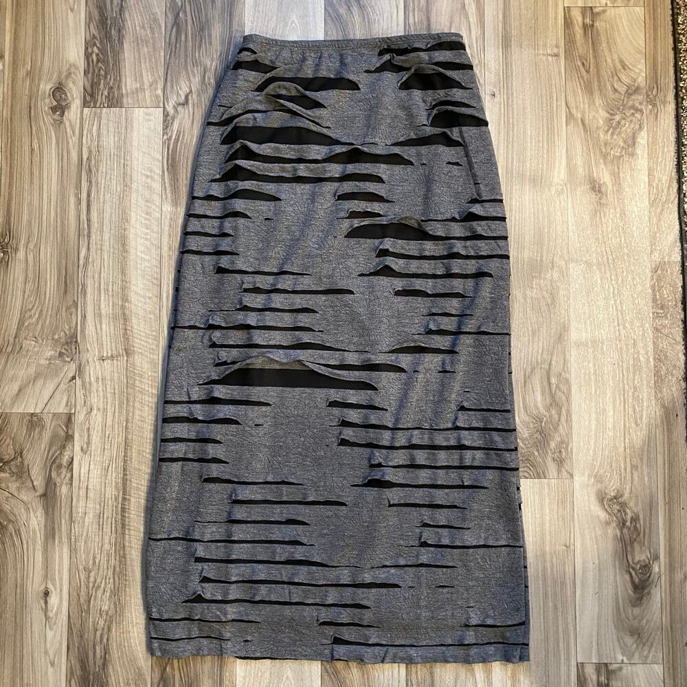 Sophie Max M Gray Soft Knit Maxi Pencil Skirt‎